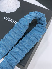 DOUBLE C ELASTIC BELT 30MM IN BLUE DENIM GOLD CRYSTAL STAR EMBELLISHED BUCKLE