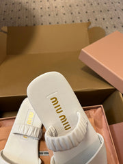 RUCHES SANDALS IN WHITE LAMBSKIN