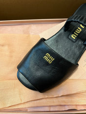RUCHES SANDALS IN BLACK LAMBSKIN