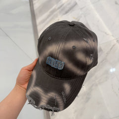 MM BASEBALL CAP IN DARK MOCHA BROWN DISTRESSED FABRIC STYLE 2