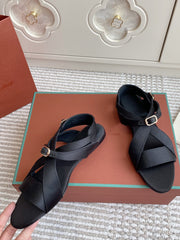 SANDALS IN BLACK SATIN