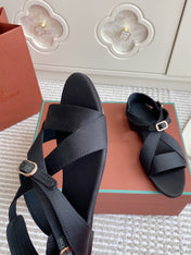 SANDALS IN BLACK SATIN