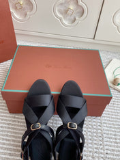 SANDALS IN BLACK SATIN