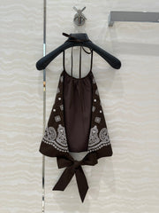 MIUMIU EARTH BROWN STRAPPY BACK TOP