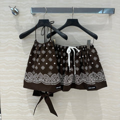 MIUMIU EARTH BROWN STRAPPY BACK TOP
