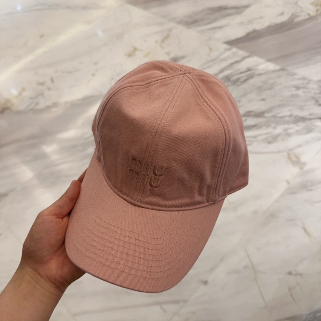 MM BASEBALL CAP IN MELON PINK FABRIC EMBROIDERED LOGO STYLE 4