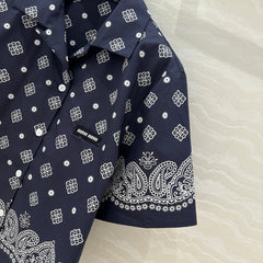MIUMIU MIDNIGHT BLUE SHORT-SLEEVE SHIRT 261480
