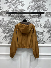 MIU 25S HOODED JACKET BROWN IN NYLON 263023