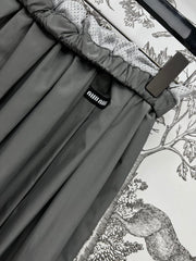 MIU 25S PLEASED SKIRT GREY IN NYLON 263129