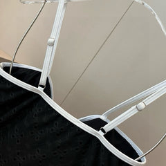 CC BIKINI SWIMSUIT SET IN BLACK AND WHITE TRIM 594785