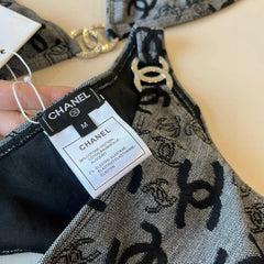 SWIMSUIT IN GREY AND BLACK PRINTED LOGO 604224