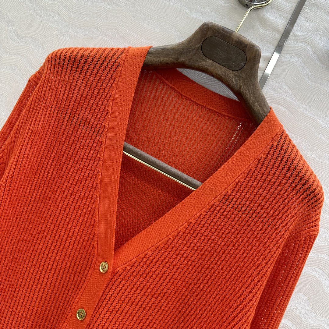 LP RED ORANGE V-NECK KNIT CARDIGAN