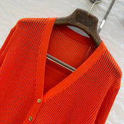 LP RED ORANGE V-NECK KNIT CARDIGAN