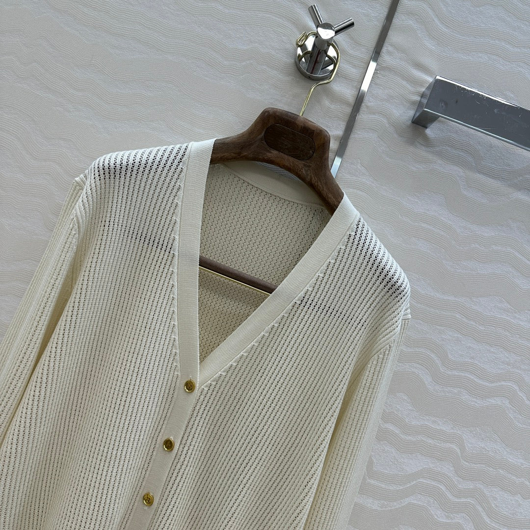 LP CREAM V-NECK KNIT CARDIGAN