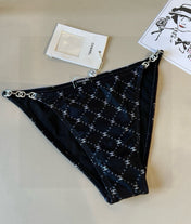 CC BIKINI SWIMSUIT SET IN BLACK AND WHITE PLAID 629230