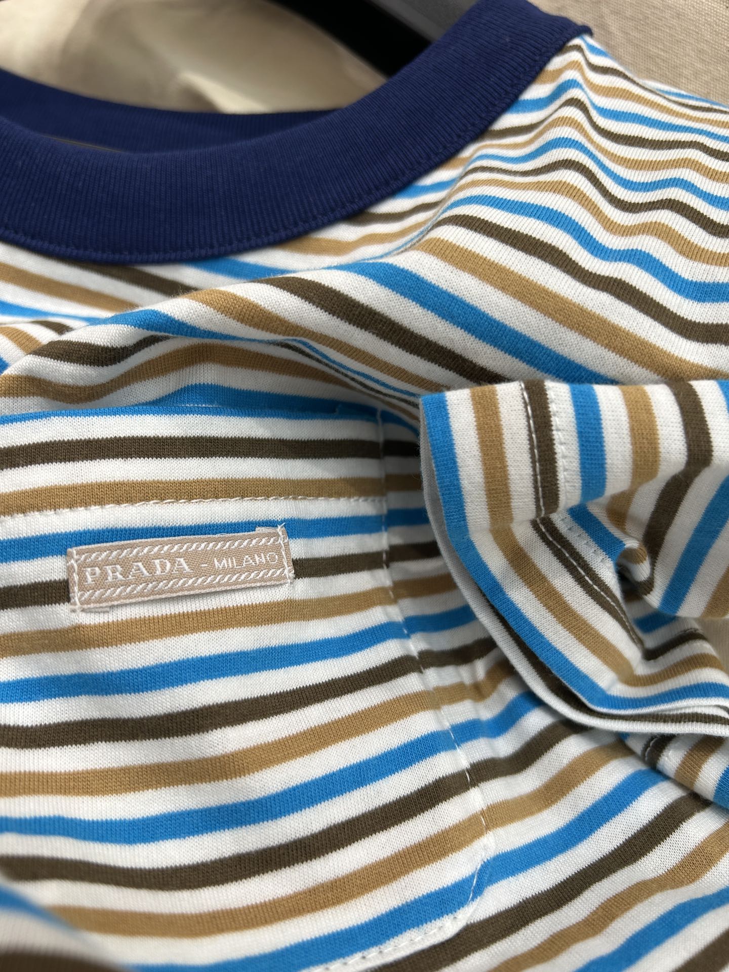 STRIPED CREW NECK TEE 25S IN COTTON 266080