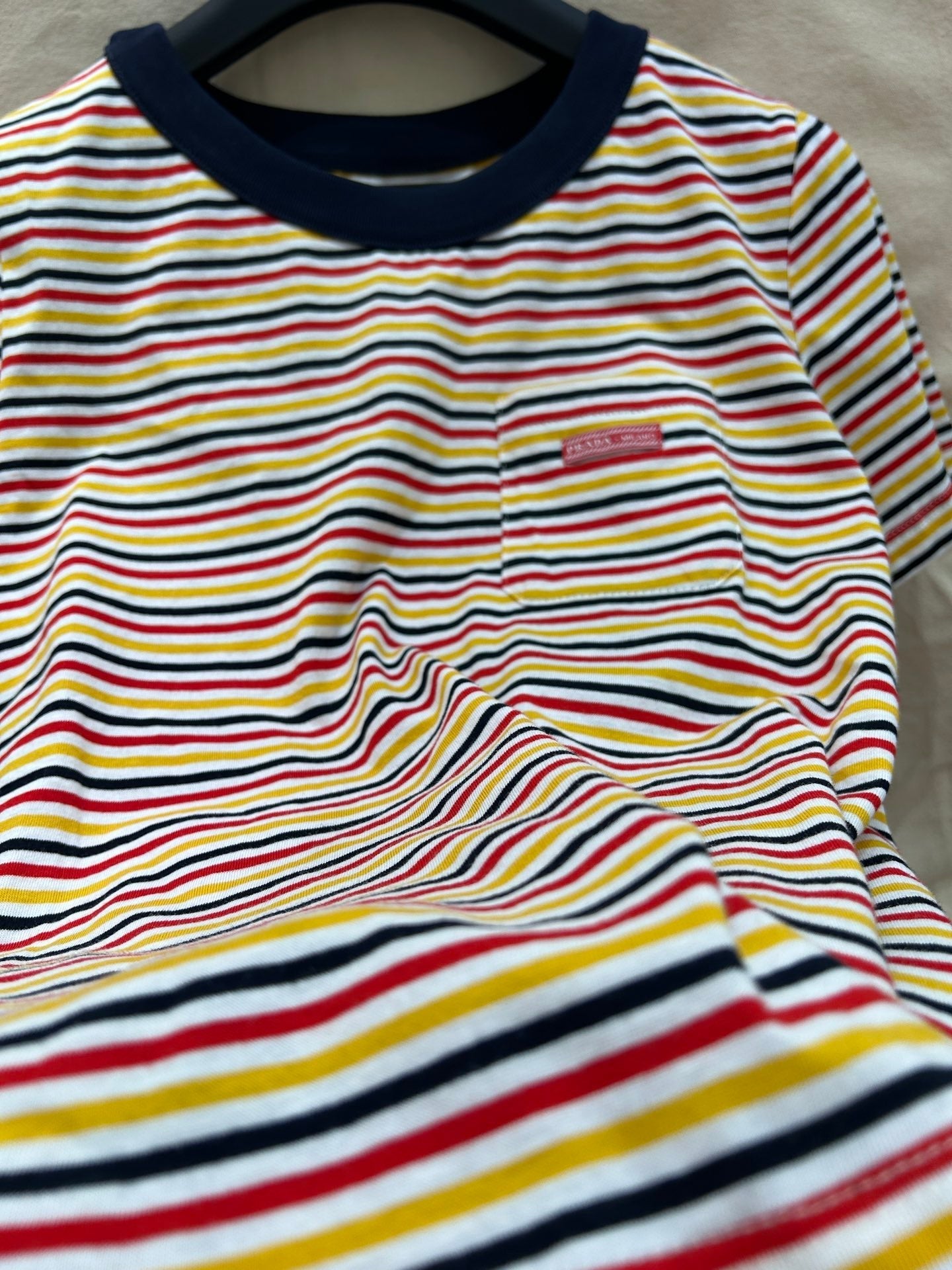 STRIPED CREW NECK TEE 25S IN COTTON 266086