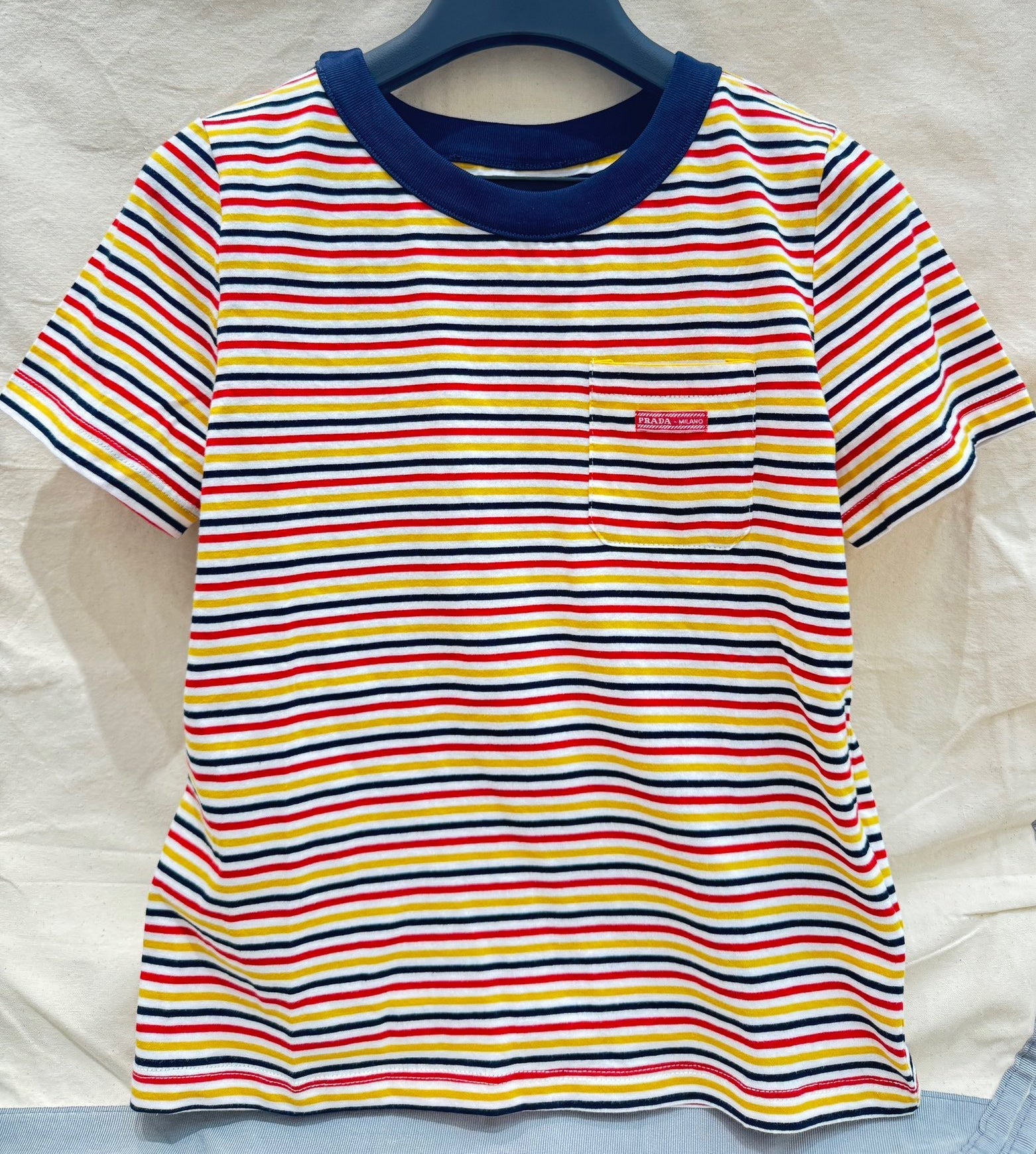 STRIPED CREW NECK TEE 25S IN COTTON 266086