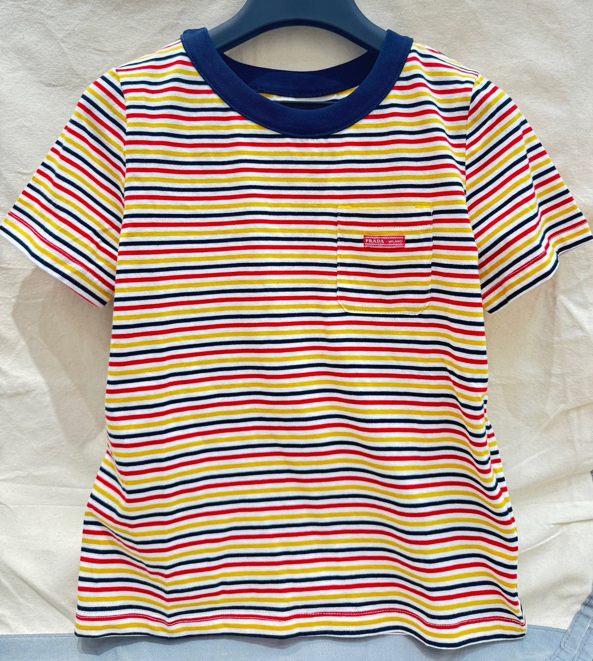STRIPED CREW NECK TEE 25S IN COTTON 266086