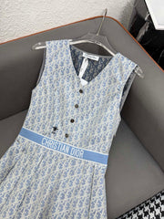 DIO SLEEVELESS V NECK DRESS 25 IN JACQUARD 266684