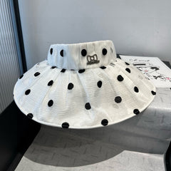 MM OPEN-TOP HAT IN WHITE WITH POLKA DOTS FABRIC