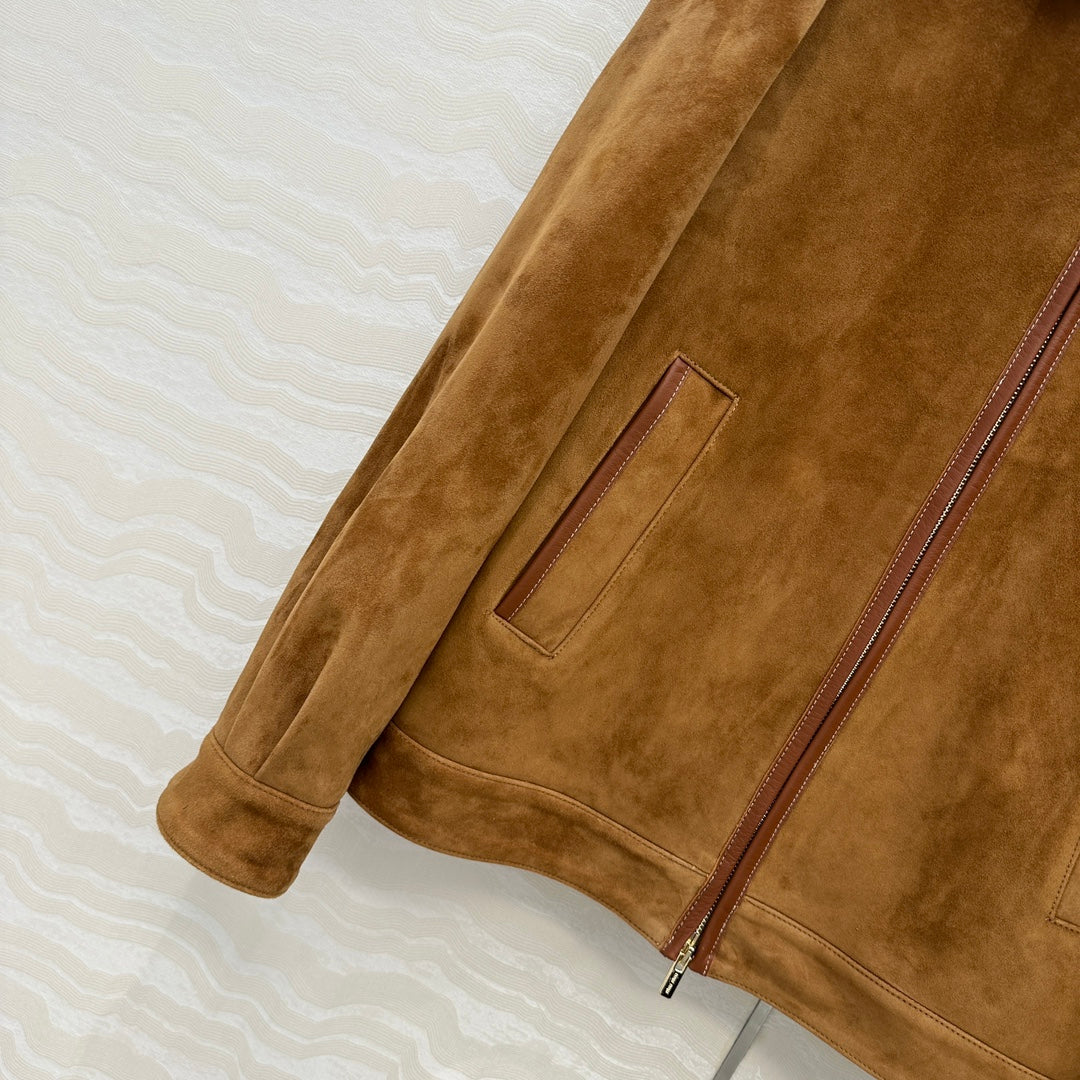 MIUMIU CLASSIC BROWN SUEDE JACKET 276214