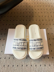 CD DWAY SLIDES WHITE RUBBER TOILE DE JOUY EMBROIDERY