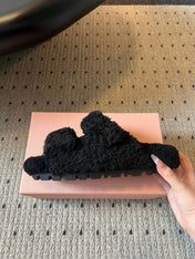 MIUMIU 26S SHEEPSKIN SLIPPERS IN BLACK