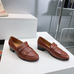 LP 25S PENNAN FRINGE LOAFER 35MM IN GLAZED HONEY CALFSKIN