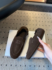 CELINE 25S LOAFERS FLAT IN DARK BROWN SUEDE