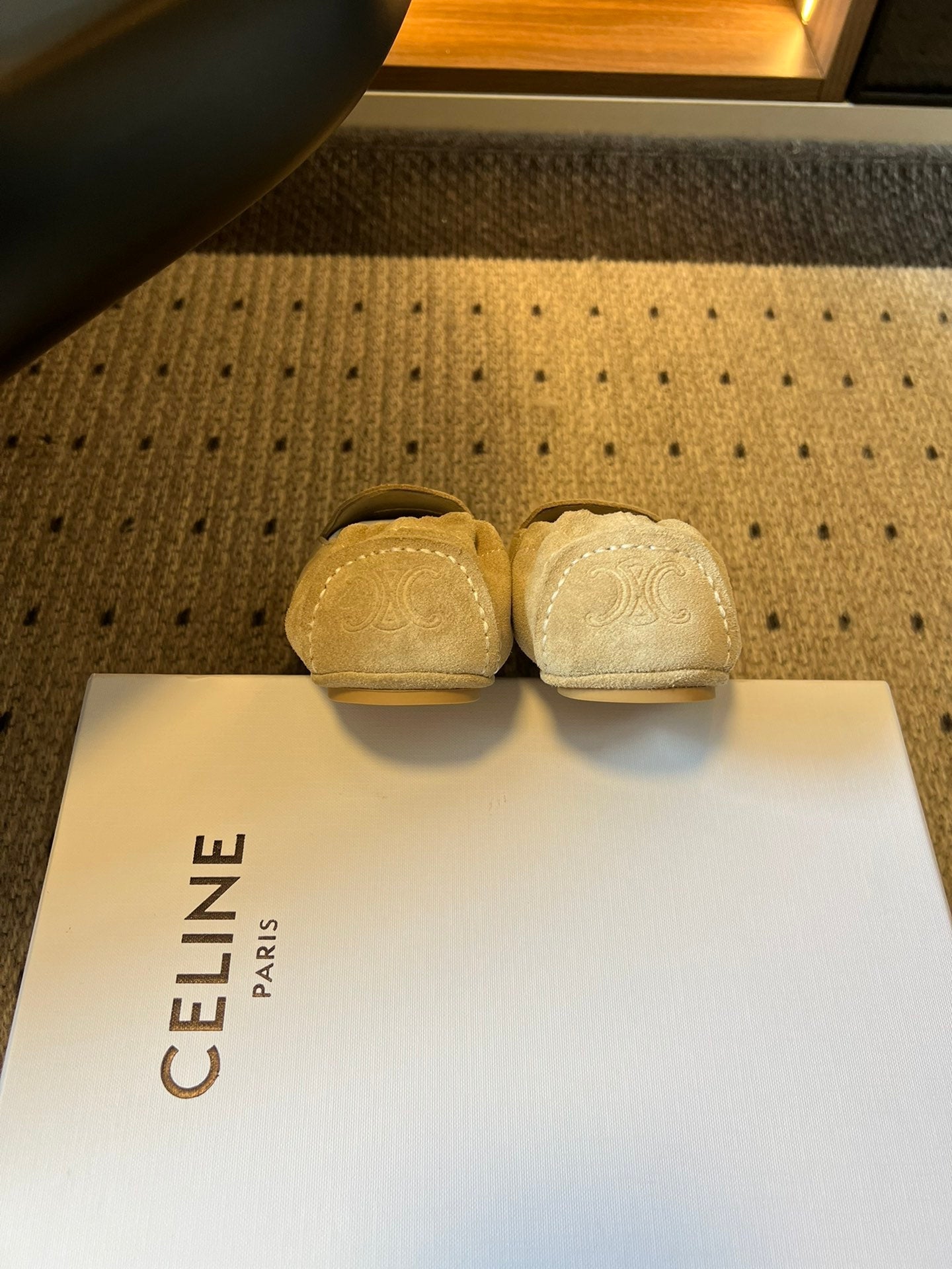 CELINE 25S LOAFERS FLAT IN LIGHT BROWN SUEDE