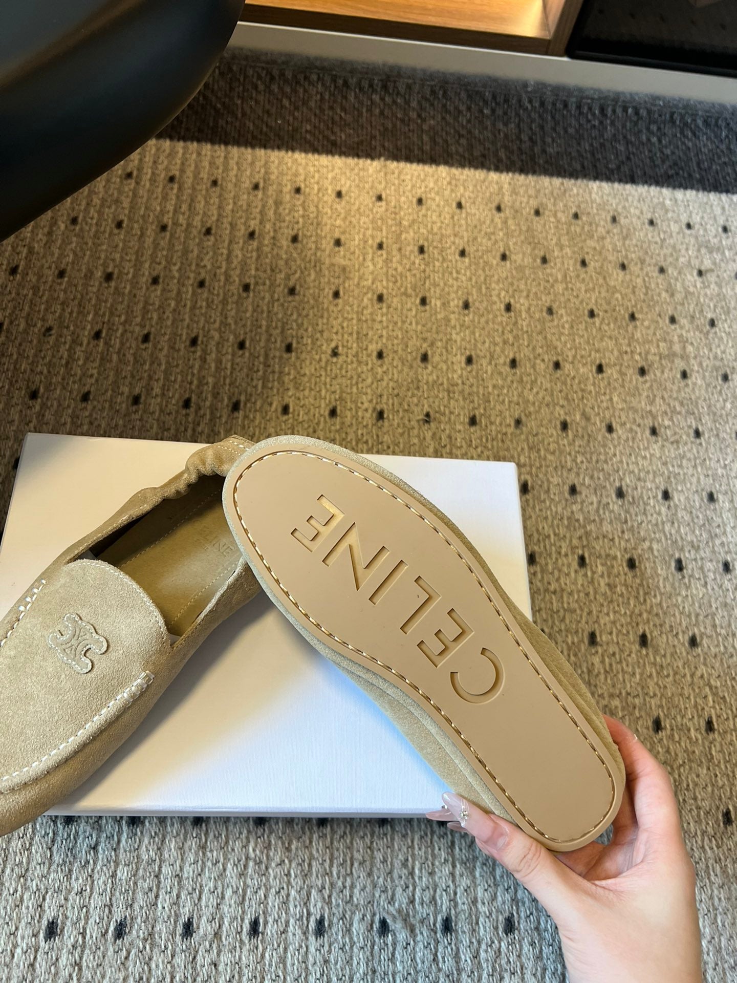 CELINE 25S LOAFERS FLAT IN LIGHT BROWN SUEDE