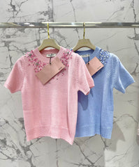 MIUMIU SHORT-SLEEVE KNIT TOP STYLE 298