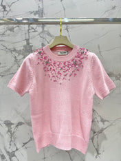 MIUMIU SHORT-SLEEVE KNIT TOP STYLE 298