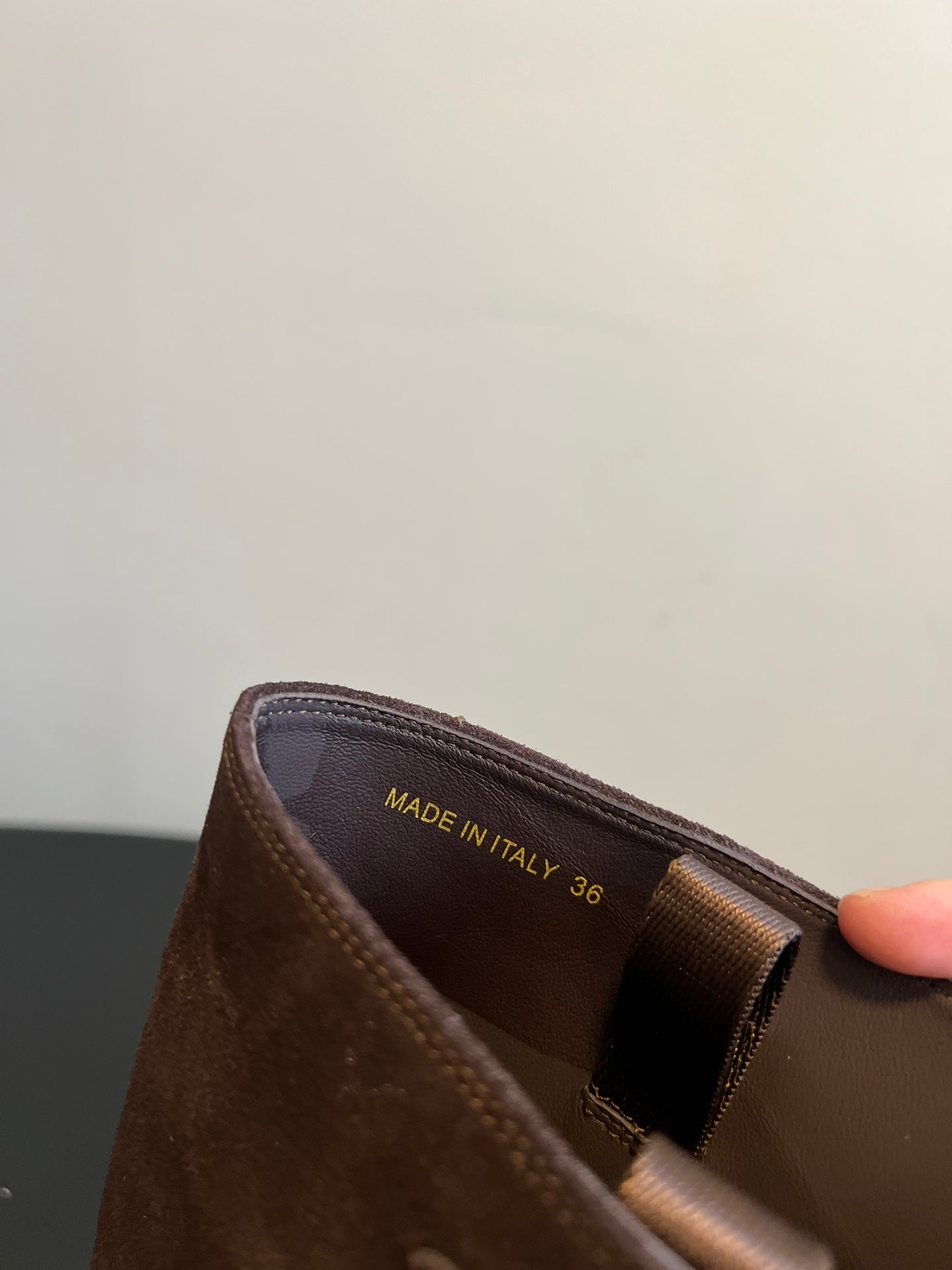 PRADA 25S HIGH-CUT PLATFORM BOOTS IN BROWN SUEDE WITH GOLD HARDWARE