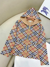 BURBERRY 25S REVERSIBLE PLAID KNIT HOODIE 0003