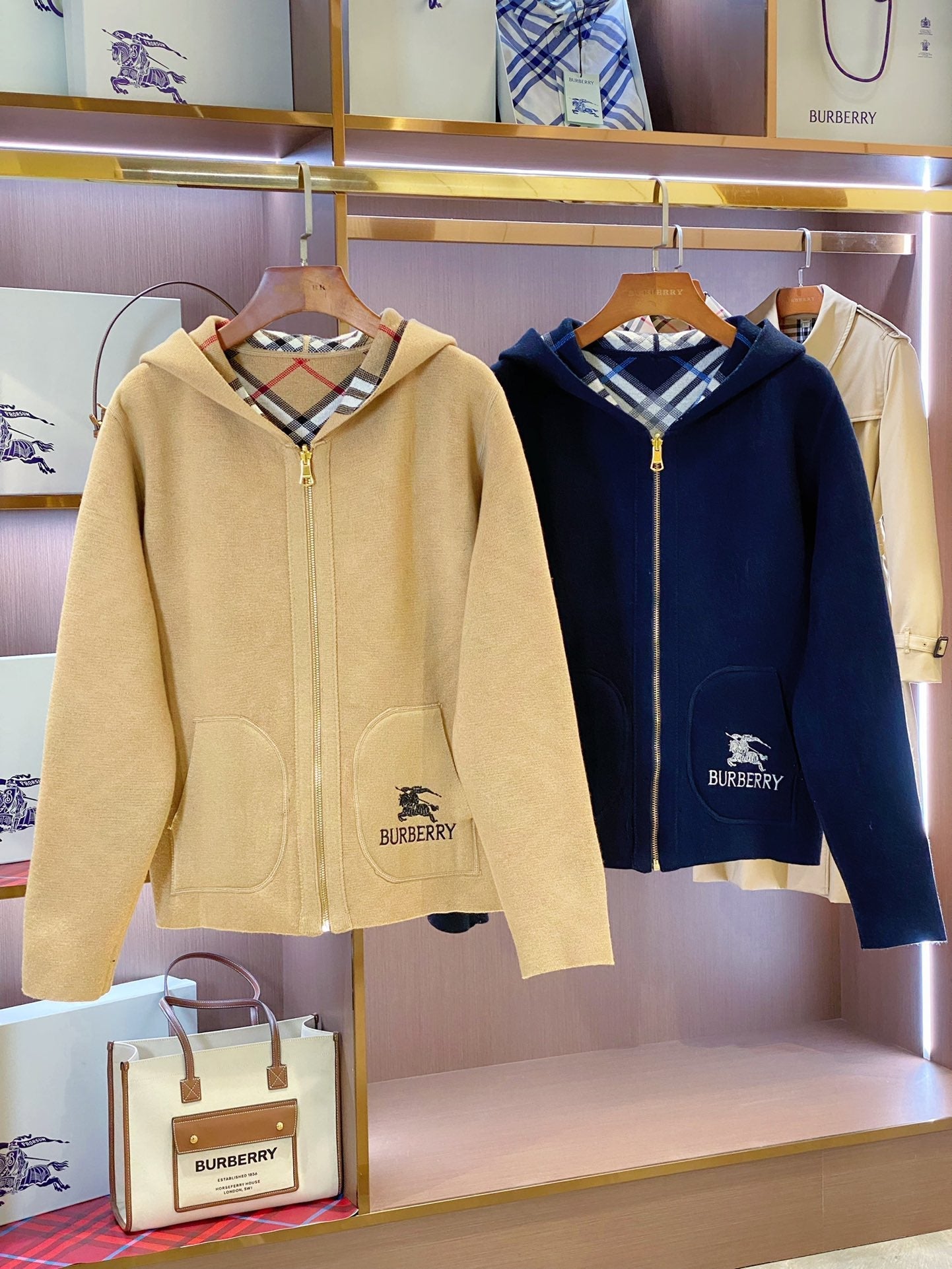 BURBERRY 25S REVERSIBLE PLAID KNIT HOODIE 0003