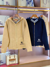 BURBERRY 25S REVERSIBLE PLAID KNIT HOODIE 0004