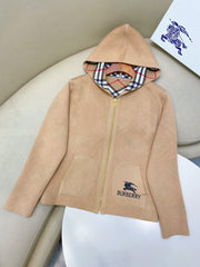 BURBERRY 25S REVERSIBLE PLAID KNIT HOODIE 0003