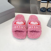 BALENCIAGA 25S FLAT SLIPPERS IN PINK MIX RED WOOL
