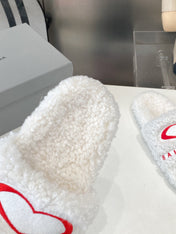 BALENCIAGA 25S FLAT SLIPPERS IN WHITE WOOL