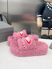 BALENCIAGA 25S SLIPPERS IN PINK MIX RED WOOL