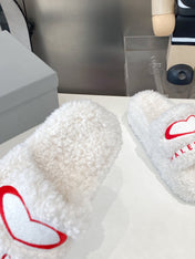 BALENCIAGA 25S SLIPPERS IN WHITE WOOL