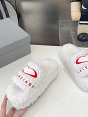 BALENCIAGA 25S SLIPPERS IN WHITE WOOL