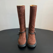 BOTTEGA VENETA 26S TALL BOOTS IN BROWN SUEDE