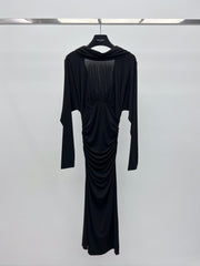 YSL 25S RUFFLED LONG-SLEEVE DRESS STYLE 131