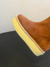 PRADA 25S ANKLE BOOTS 40 MM IN BROWN SUEDE SHEARLING-LINED