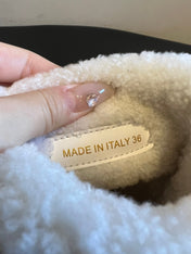 PRADA 25S ANKLE BOOTS 40 MM IN BROWN SUEDE SHEARLING-LINED