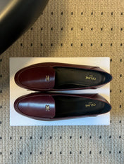 CELINE 26S FLAT LOAFERS IN DARK RED LAMBSKIN