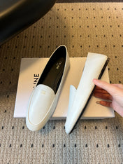 CELINE 26S FLAT LOAFERS IN WHITE LAMBSKIN